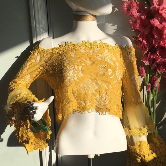 Bell Sleeve Top Boho Glam Yellow NWT Sizes S and M - Picture 5 of 8